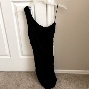 Forever 21 one shoulder black mini dress